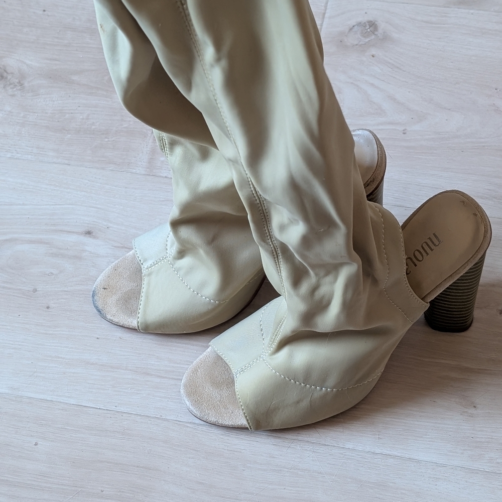 Elegant Cream High Heel Boots